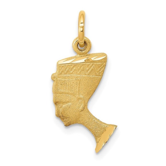 14k Yellow Gold Small Travel Satin Front / Polished Back Nefertiti Charm